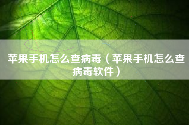 苹果手机怎么查病毒（苹果手机怎么查病毒软件）